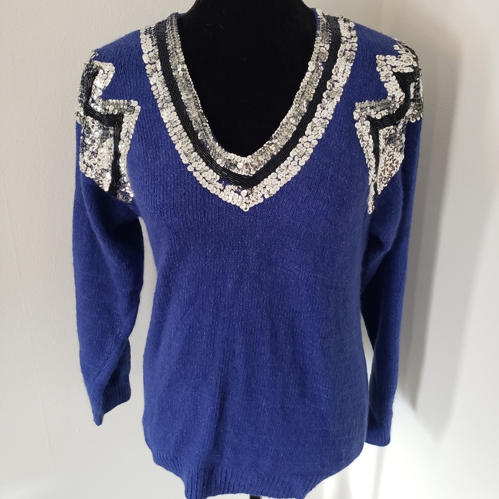 Vintage Sequin v-neck sweater